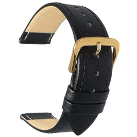 Talk Time Leather Watch Strap Glove Grain With Gilt Buckle Black 18mm