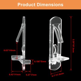 Rierdge 20 Pcs Plastic Locking Shelf Pins 5mm, 5/8” Clear Plastic Locking Shelf Support Peg Clips for 4.5-4.8mm Diameter Peg Hole & 14-15mm Cabinet Shelf
