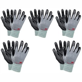 ZEESOON Lightweight Nitrile Coated Work Gloves, 3D Comfort Stretch Fit, Super Grip 2000,Spandex Smart Touch,Thin Machine Washable (5 Pairs, Grey) (Medium)