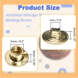 Juvielich 55 Sets 4mm Chicago Screws Post Binding Screw M5x4mm Carbon Steel Cross Head Screw 1/6 inch for DIY Repair Leather Craft Belt Bag Shoes Purse Bookbinding Screw Rivets Leather Kits Gold
