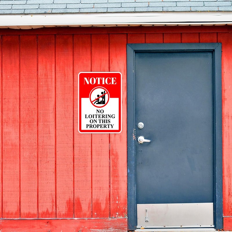 Portrait Round Plus Notice No Loitering On This Property Wall