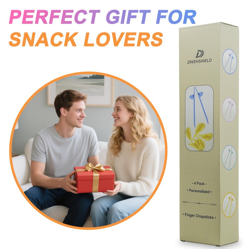 DWEHSHIELD 4 PCS Finger Chopsticks for Gamers - Snack Grabber