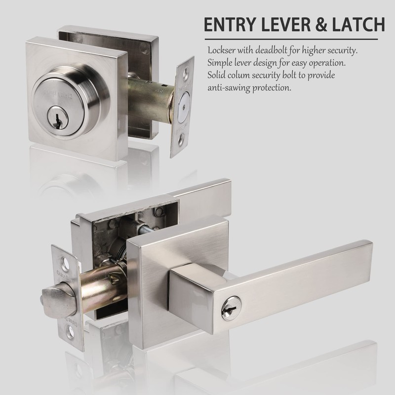Exterior Door Lock Set with Deadbolt, Front Door Handle Set