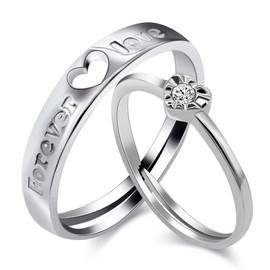 Uloveido A Pair of His and Hers Amazing Love Forever Resize Ring Heart Puzzle Matching Wedding Band Rings for Couples friend and friend J486