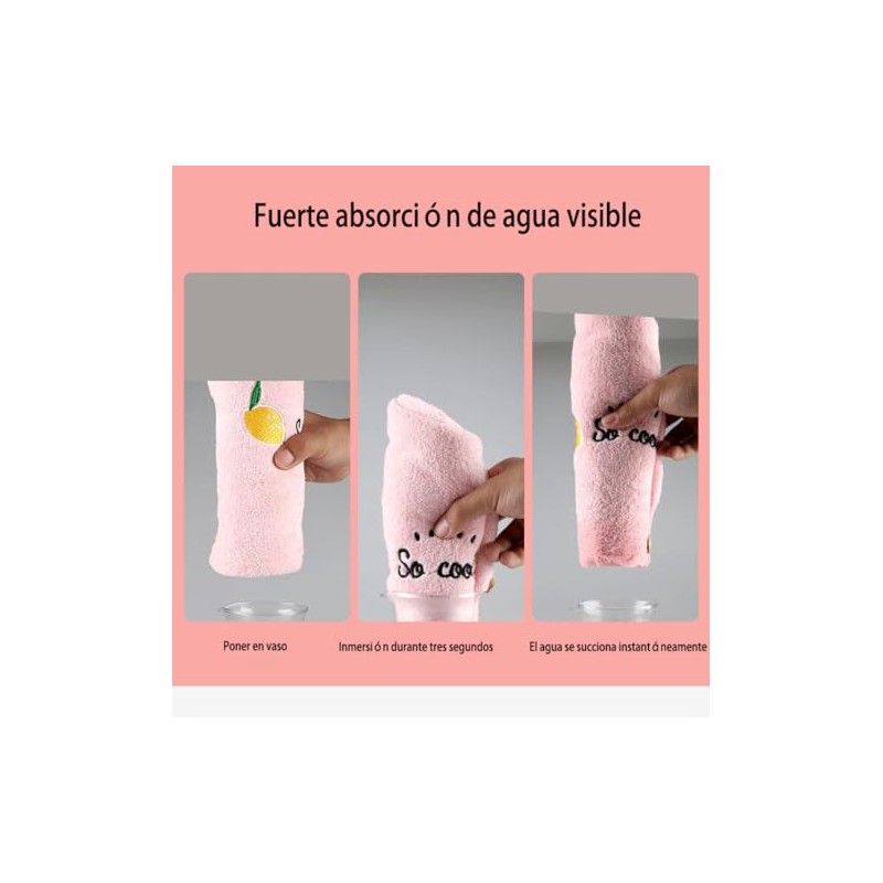 Toalla Microfibra para el Pelo 3 Unidades Secado Rápido Rosa
