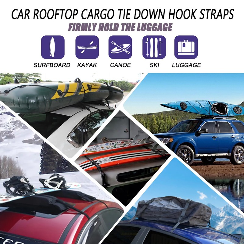 Car Rooftop Cargo Tie Down Hook Straps,Adjustable Roof Cargo Carrier