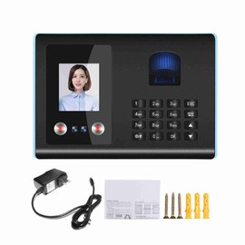 Intelligent Attendance Machine Face Fingerprint Password Checking-in Recorder for Employees Voice Prompt Multi Language, US Plug