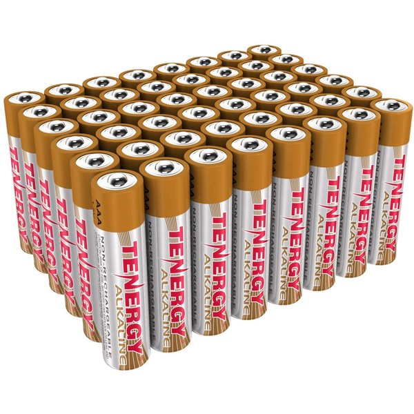 Tenergy 1.5V AAA Alkaline Battery, High Performance AAA Non-Rechargeable Batteries for Clocks, Remotes, Toys & Electronic Devices, Replacement AAA Cell Batteries, 48-Pack