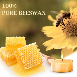 36 Pack Beeswax Tealight Candles, Pure Beeswax Tea Lights, 4-Hour Burn Time, Handmade Natural Beeswax Tea Candles in Clear Cup, Unscented Smokeless Tea Light Candles for Home Décor Party Wedding Spa