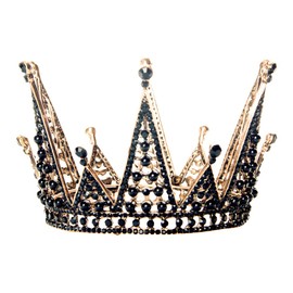 Beaupretty Corona de estilo gótico negro, negro con diamantes de imitación barroco reina, accesorio de fiesta para fiesta de Brithday Prom