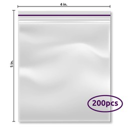 Zip Lock Clear Plastic Bags 4"x5" Resealable Bags 2 Mil Clear Ziplock Bags Reclosable Bags Resealable Small Plastic Zip Bags Pack of 200