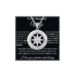 PANVOCYON To My Wife Necklace From Husband Compass Necklace For Women Soulmate Future Wife Girlfriend Jewelry Birthday Christmas Valentine's Gifts With Message Card & LED Box, Medium, Sterling Silver,