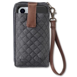 Bella Taylor Cell Phone Wristlet Wallet for Women with Smartphone Pocket and RFID Protection, Quilted Cotton Midnight Dark Denim