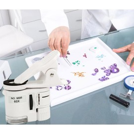 Meichoon Handheld Magnifier with 60X LED Microscope with Cell Phone Clip, UV Currency Detector Lamp Pocket Magnifier LED Light for Textile Optical Jewelry Coins Tool UC52