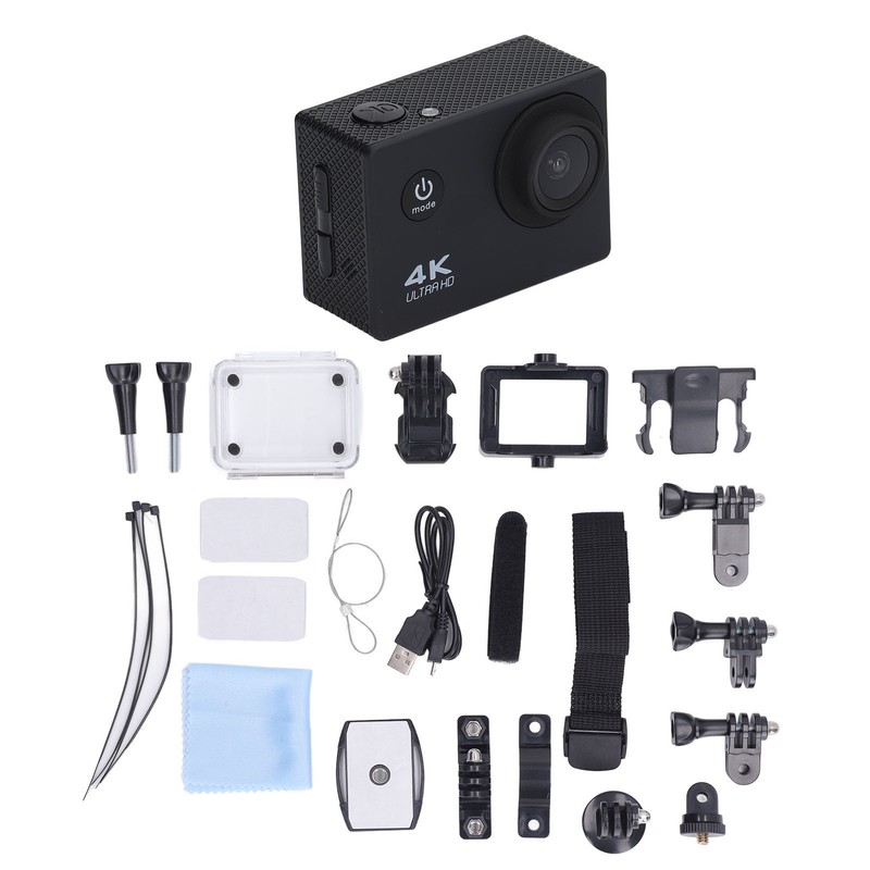 Outdoor Sports Camera 4K Wifi ABS Waterproof High Definition Black