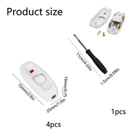 RYAN Pack of 4 Intermediate Switch 250 V 10 A Inline Switch Cord Switch Cable Switch 2-3 Core for Electric Lamps Table Lamps Small Appliances (White)