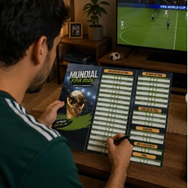 Calendario Quiniela Fútbol Mundial 2026 Panini | Póster para Seguimiento de Partidos, Resultados y Posiciones | Ideal para Aficionados y Coleccionista