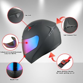 1STORM Motorcycle Bike Full FACE Helmet Booster Glossy Black Smoked Shield