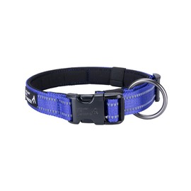 EXCELLENT ELITE SPANKER Reflective Dog Collar Classic Soft Padded Breathable Nylon Adjustable Pet Collar with Quick Release Buckle for Boy Girl Male Female Puppies Small Medium Large Dogs(M-BLU)