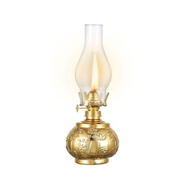 DNRVK Large Vintage Oil Lamp Color Glass Kerosene Lamp Lantern Classic Retro Oil Lamps for Indoor Use Decorative Hurricane Lamp Oil Lantern for Tabletop Decor Emergency Lighting