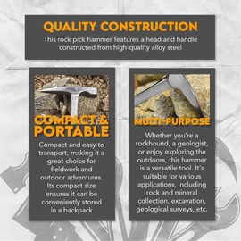 SE Solid Single Piece Drop Forged Rock Pick Hammer with Tip, 22 OZ.