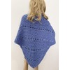 Wool Blend Hand Knitted Triangle Scarf Shawl Wrap - SKU