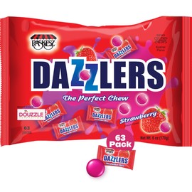 DOUzzle Graduation Treats - Dazzlers Strawberry Chews, The Perfect Chew Candy (63 Count, Pack of 1) Individually Wrapped, Party Favor, Goodie Bag & Pinata Filler - Kosher Parve
