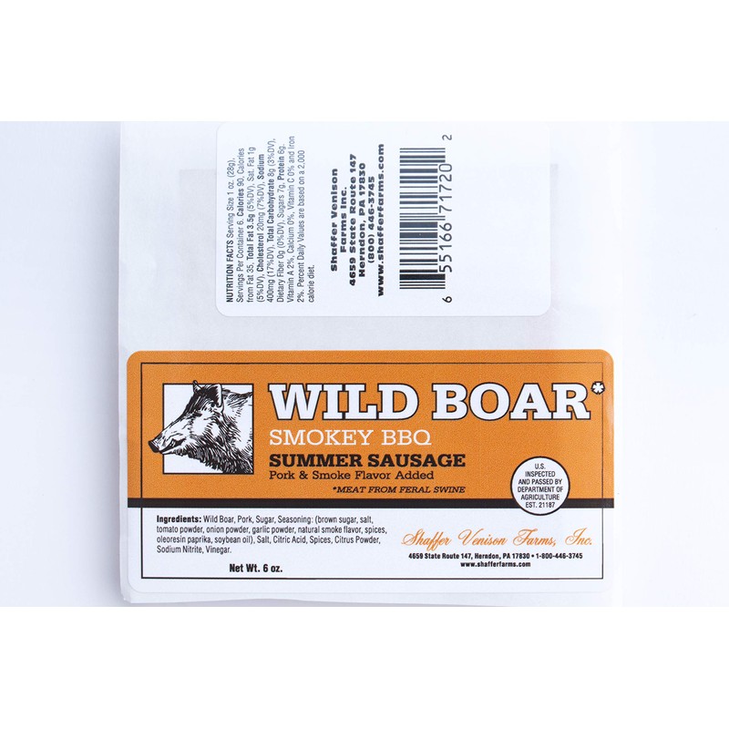 Wild Boar Smokey BBQ Summer Sausage 6 oz chub