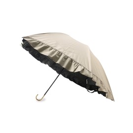 Globe 76941393 Women's Folding Umbrella, Blackout Dome Parasol Ruffle Mini, For Rain or Sun, beige (052)