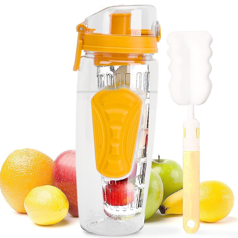 Fruit Infuser Water Bottle Anti Slip Grip Flip Top Lid