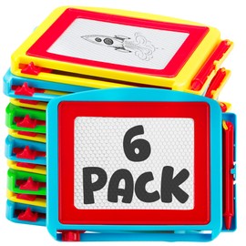 Bedwina Magnetic Drawing Board for Kids - (Pack of 6) Erasable Doodle Sketch Tablet and Travel Drawing Pad for Boys and Girls, Birthday Party Favors and Party Stocking Stuffers for Kids