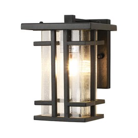 Retro Outdoor Wall Light Small Outside Wall Lamp with Clear Seeded Glass Shade 10"H Exterior Light Fixtures Wall Mount IP65 Waterproof Outdoor Porch House Lighting Exterior Wall Lantern E26,Black