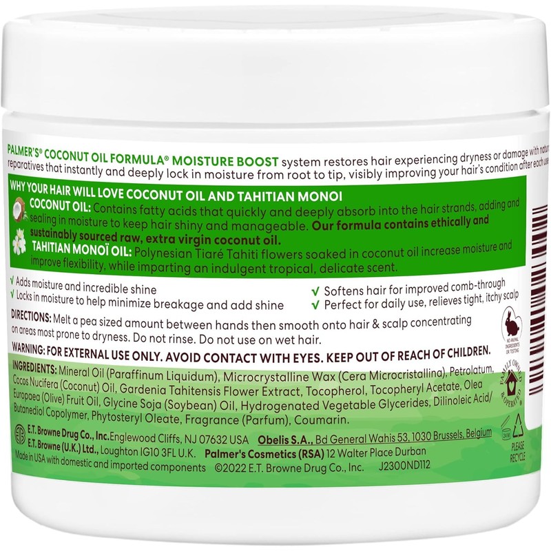 Palmer Coconut Oil Formula Moisture-Gro Conditioning Hairdress 150g PACK OF