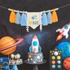 Outer Space High Chair Tassels Banner，Planets Astronaut Rocket 1st Birthday