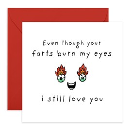 Hilarious Joke Anniversary Card - 'Your Farts Burn My Eyes'- Gifts for Wife, Husband, Girlfriend, Boyfriend, Him, Partner, Love, Babe, Sweetheart - It Hurts - Comes with Fun Stickers