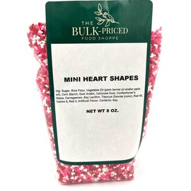 Mini Red, White & Pink Hearts, Valentine Sprinkles, Bulk Size (8 OZ.Resealable Zip Lock Bag)