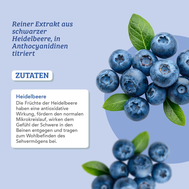 Bilberry Pure - Dietary Supplement with Blueberry Extract, Titrated in