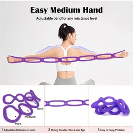 7 Ring Adjustable Loop Resistance Bands for Working Out Walk at Home，Workout Bands Exercise Stretch Band for Women&Men Fitness, Yoga, Pilates-Non-Slip, Durable Rubber, Home/Gym Use (Purple)