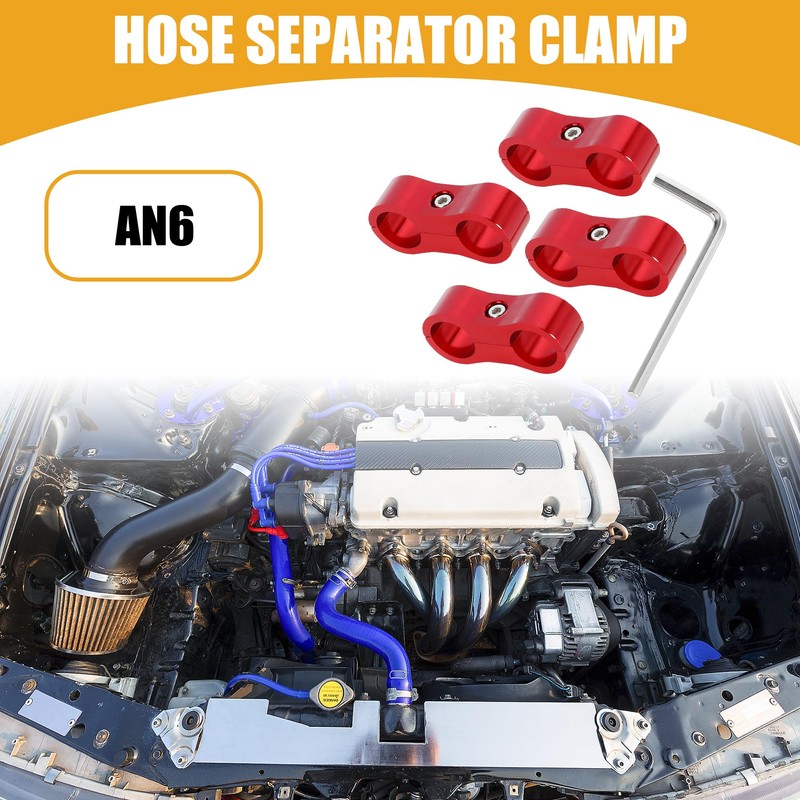 Partuto 4 Pcs An6 Universal Hose Separator Clamp - Aluminum