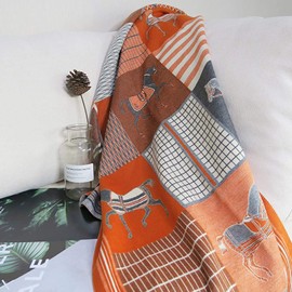 EXTREE Scarfs for Women Pashmina Silky Shawl Wrap for Evening Dressing Horse Scarf Blanket Open Front Poncho Cape, 000-a7-series-orange, Medium