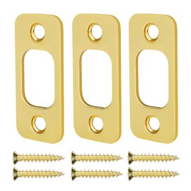Siwil Deadbolt Strike Plate, Solid Brass Door Backplate 1" X 2 1/4“, Round Corner Heavy Duty - 3 Pack