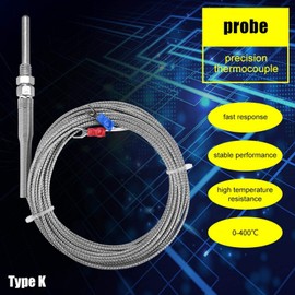 Type K Thermocouple Compact Size Convenient to Use Thermocouple Widely Used Fast Response Durable in Use for Work Industrial Plants Factory Shop (5M)