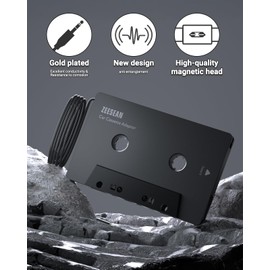 zeesean Car Cassette Adapter, 3.5mm Universal Cassette Aux Adapter, Cassette Tape Aux Cord for Car, Phone, MP3