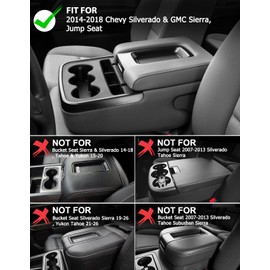 Eaglecover Center Console Cover for 2014-2018 Chevy Silverado & GMC Sierra 1500 2500 3500, Vinyl Leather Interior Accessories, Car Armrest Protector, Jump Seat, Anti-Scratch, Black