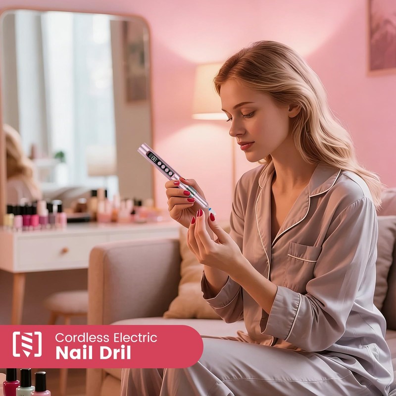 35000RPM Cordless Nail Drill with UV Lamp Portable Rechargeable Nail