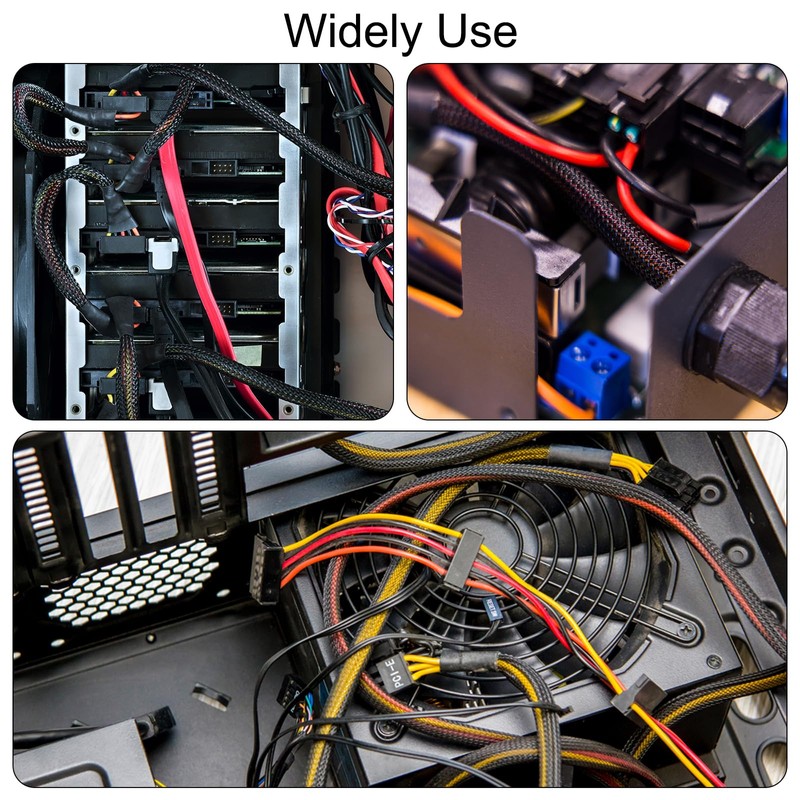 sourcing map Expandable Sleeving,1-inch 25ft Cable Sleeve, Black