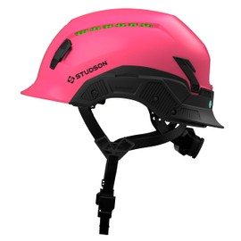 Studson SHK 1 Vented Safety Helmet - Ultralight, Modular Brim, Fidlock Buckle, 4 Point Strap, Breathable, Rainproof, 20KV Protection - Pink, M/L, 53-59cm