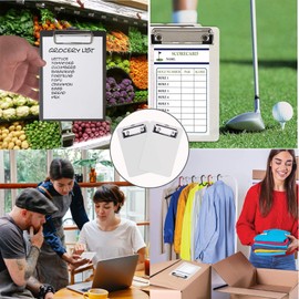 AZWOOD Mini Clipboard, 10 x 15 cm Plastic Clipboard, Small Clipboards with Pen Holder for Notepads, Receipts, Pocket Lists (White, Pack of 2)