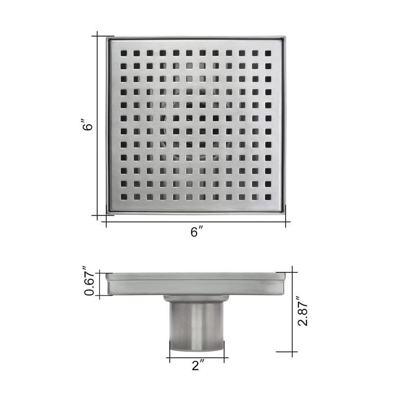 Linear Shower Drain with Grid Cover, Professional Brushed 304 Stainless