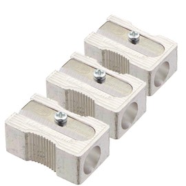 3 PACK: Kum 104.03.01 Magnesium Alloy Metal 1-Hole Steel Blade Rectangular Pencil Sharpeners